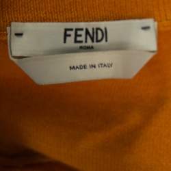 Pre Owned Fendi Mustard Yellow Cashmere Silk Neck Tie Detail Embellished Cardigan M