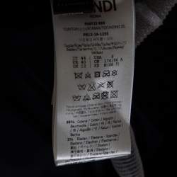 Pre Owned Fendi Dark Blue Velvet Mink Fur Floral Appliqued Top M