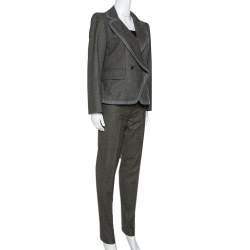 Pre Owned Fendi Olive Green Fleece Wool Tailored Suit M
