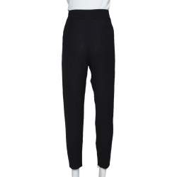 Pre Owned Fendi Black Crepe Gathered Detail Tapered Trousers S