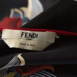 Fendi Black Orchid Print Silk Oversized Maxi Kaftan S