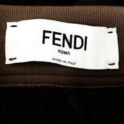 مملوكة مسبقًا تنورة فندي حافة مزينة شعارالماركة أف أف و طيات جيرسيه تقني أسود مقاس صغير (سمول)