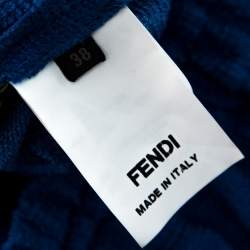 Pre Owned Fendi Blue Wool & Silk Elasticized Waist Trousers S