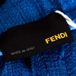 Pre Owned Fendi Blue Wool & Silk Elasticized Waist Trousers S