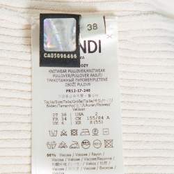 Pre Owned Fendi Off White Knit Paneled Sweater Raglan Sleeve Jumper S