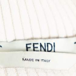 Pre Owned Fendi Off White Knit Paneled Sweater Raglan Sleeve Jumper S