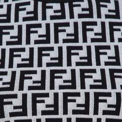 Pre Owned Fendi Monochrome FF Logo Jacquard Knit Crop Top S