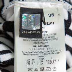 Pre Owned Fendi Monochrome FF Logo Jacquard Knit Crop Top S