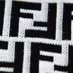 Pre Owned Fendi Monochrome FF Logo Jacquard Knit Crop Top S