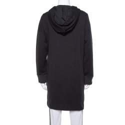 Pre Owned Fendi Black Cotton Logo Studded Long Hoodie S
