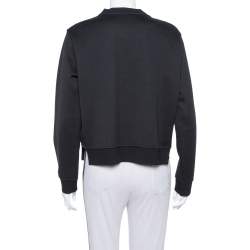 Pre Owned Fendi Black Knit Embellished Neck Detail Cropped Sweatshirt M