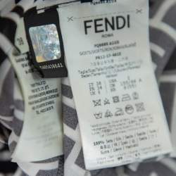 Pre Owned Fendi Monochrome Silk Side Slit Detail Midi Skirt S