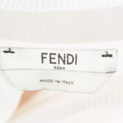 Pre Owned Fendi Cream Knit Floral Embroidered Applique Detail Pullover S