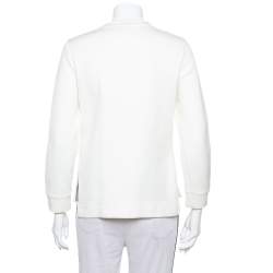 Pre Owned Fendi Cream Knit Floral Embroidered Applique Detail Pullover S