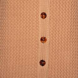 Pre Owned Fendi Brown Cable Knit Stripe Detail Cardigan XS
