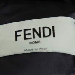 Pre Owned Fendi Karlito Black Logo Applique Detail Quilted Down Bomber Jacket M