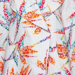 Fendi White Jacquard Birds Of Paradise Print Oversized Coat S