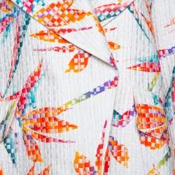 Fendi White Jacquard Birds Of Paradise Print Oversized Coat S