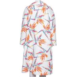 Fendi White Jacquard Birds Of Paradise Print Oversized Coat S