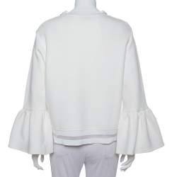 Pre Owned Fendi Cream Knit Pom - Pom Applique Flared Sleeve Jumper M