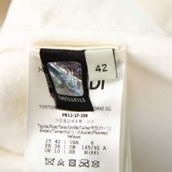 Pre Owned Fendi Cream Knit Pom - Pom Applique Flared Sleeve Jumper M