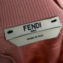 Pre Owned Fendi Pink Zucca Monogram Knit High Neck Jumper S