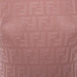 Pre Owned Fendi Pink Zucca Monogram Knit High Neck Jumper S