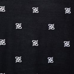 Pre Owned Fendi Black Wool & Silk Logo Embroidered Jumper S