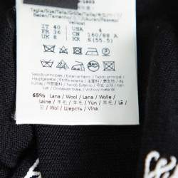 Pre Owned Fendi Black Wool & Silk Logo Embroidered Jumper S