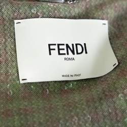 Pre Owned Fendi Green Tulle Sequin Embellished V- Neck Cardigan S
