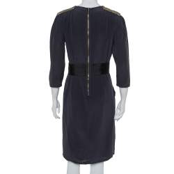 Pre Owned Fendi Dark Green Silk Embellished Detail Draped Mini Dress M