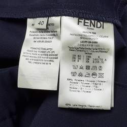 Pre Owned Fendi Navy Blue Stretch Wool Blend Tapered Trousers S