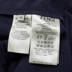 Pre Owned Fendi Navy Blue Stretch Wool Blend Tapered Trousers S