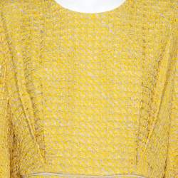 مملوكة مسبقًا فستان فندي ماكسي غريسيل تفاصيل رابطة ياقة حرير منقوش أصفر مقاس كبير - لارج