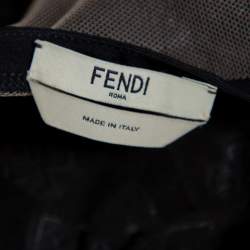 Pre Owned Fendi Black Daisy Fil Coupe Slit Detail Belted Kaftan Maxi Dress M