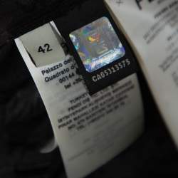 Pre Owned Fendi Black Daisy Fil Coupe Slit Detail Belted Kaftan Maxi Dress M