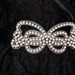 Pre Owned Fendi Black Daisy Fil Coupe Slit Detail Belted Kaftan Maxi Dress M