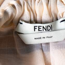 Pre Owned Fendi Beige Striped Cotton & Silk Cut Out Sleeve Detail Maxi Dress M