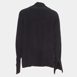 Fendi Black Silk V Neck Collared Button Front Shirt L