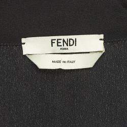 Fendi Black Silk V Neck Collared Button Front Shirt L
