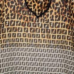 Pre Owned Fendi Brown Animal Printed Cotton Deep Neck Tunic L