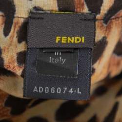 Pre Owned Fendi Brown Animal Printed Cotton Deep Neck Tunic L