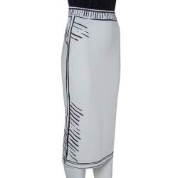 Pre Owned Fendi X Joshua Vides Monochrome Knit Fitted Midi Skirt S