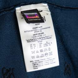 Pre Owned تنورة فندي متوسطة الطول مطرز شعار الماركة تريكو أزرق مخضر مقاس صغير (سمول)