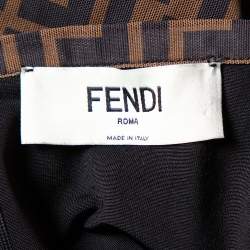 Pre Owned تنورة فندي متوسطة قصات مونوغرام زوكا شبك بني مقاس وسط (ميديوم)