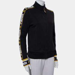 Fendi Black Knit Zipper Front Sweatshirt L
