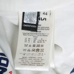 Pre Owned Fendi White Allover Fendi Mania Logo Leather Mini Skirt M