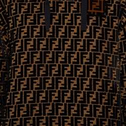 مملوكة مسبقًا سويت شيرت فندي مزين شعار الماركة مونوغرامي غطاء رأس فيلور ذهبي و أسود مقاس صغير (سمول)