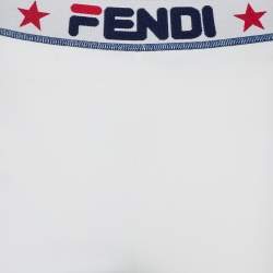 Fendi White Knit Logo Printed Cropped Leggings M