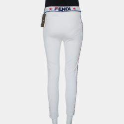 Fendi White Knit Logo Printed Cropped Leggings M